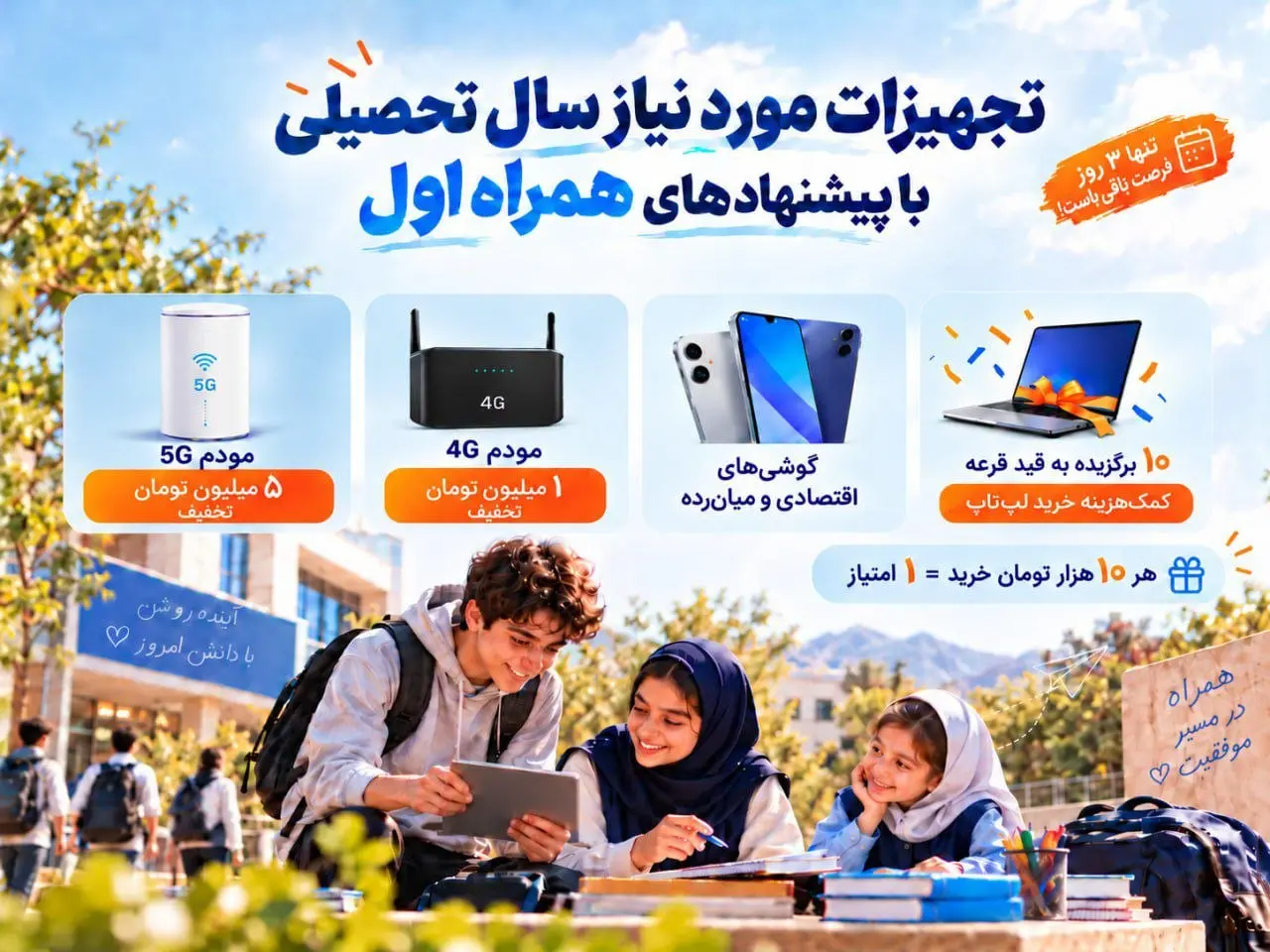 شانس برنده شدن کمک‌هزینه لپ‌تاپ با خرید مودم و گوشی از همراه اول- کاماپرس