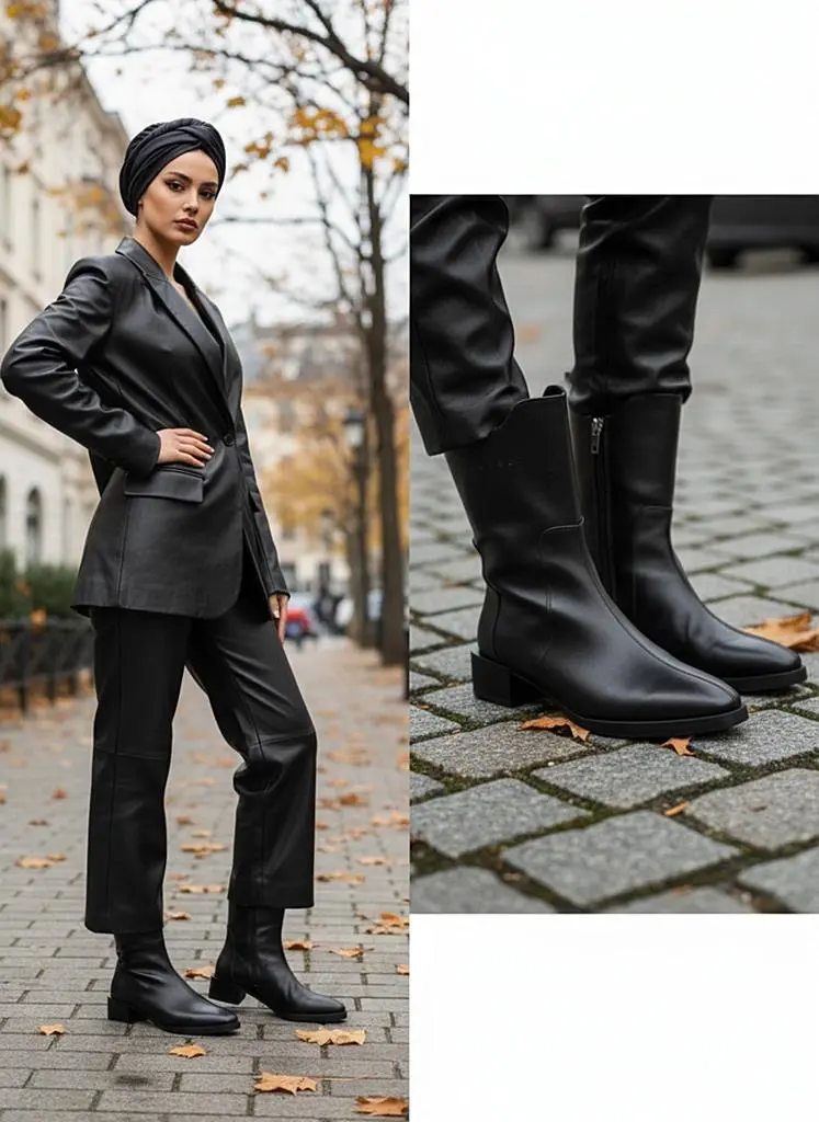 بوت زنانه چرم طبیعی - کاماپرس