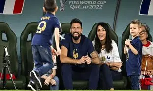 همسر اولیور ژیرو روی نیمکت تیم ملی فرانسه در قطر + عکس