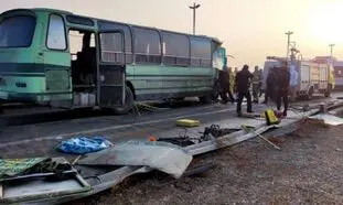 تصادف وحشتناک دو اتوبوس در فرودگاه امام خمینی
