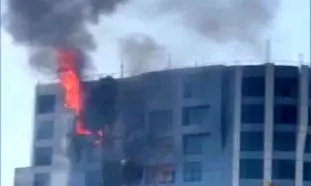 ویدیوی آتش گرفتن یکی از بلندترین برج های جزیره کیش