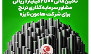 تامین مالی ۲۵۰۰ میلیارد ریالی «مشاور سرمایه‌گذاری ترنج» برای شرکت هامون نایزه