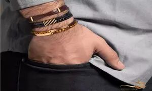 دستبند چرم و طلا مردانه؛ تلفیقی از اصالت و تجمل