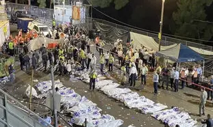 تصاویر جدید از لحظه کشته شدن دست کم 40 نفر زیر دست و پا در اسرائیل (فیلم)