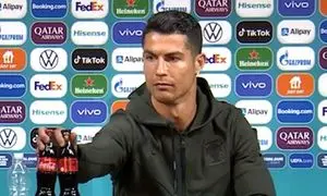 واکنش عجیب کریس رونالدو به نوشابه کوکاکولا در کنفرانس خبری